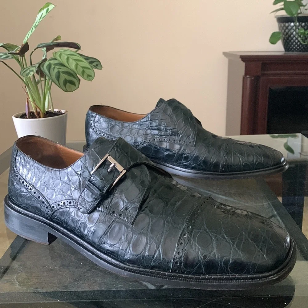 Genuine Crocodile Monk Strap Leather Loafers | PAOLO DE MARCO